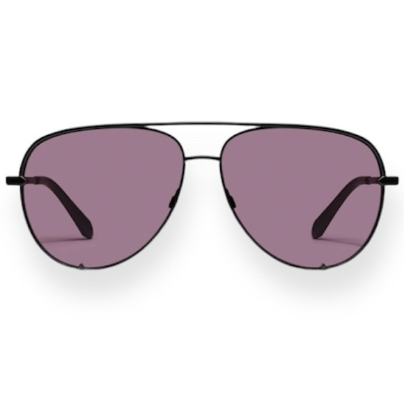 QUAY High Key Sunglasses Black Frame Black Amethyst Lens Aviator Extra Large NWT - Picture 14 of 14